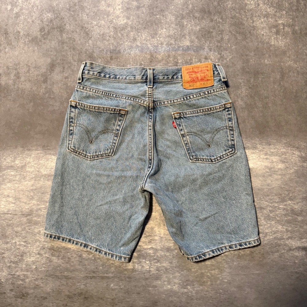 Vintage 00s Levis 505 Denim Shorts Mens 31 Light Wash Blue Jean Shorts Jorts Dad